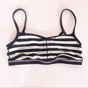 Lululemon Black & Mint Green Striped Sports Bra